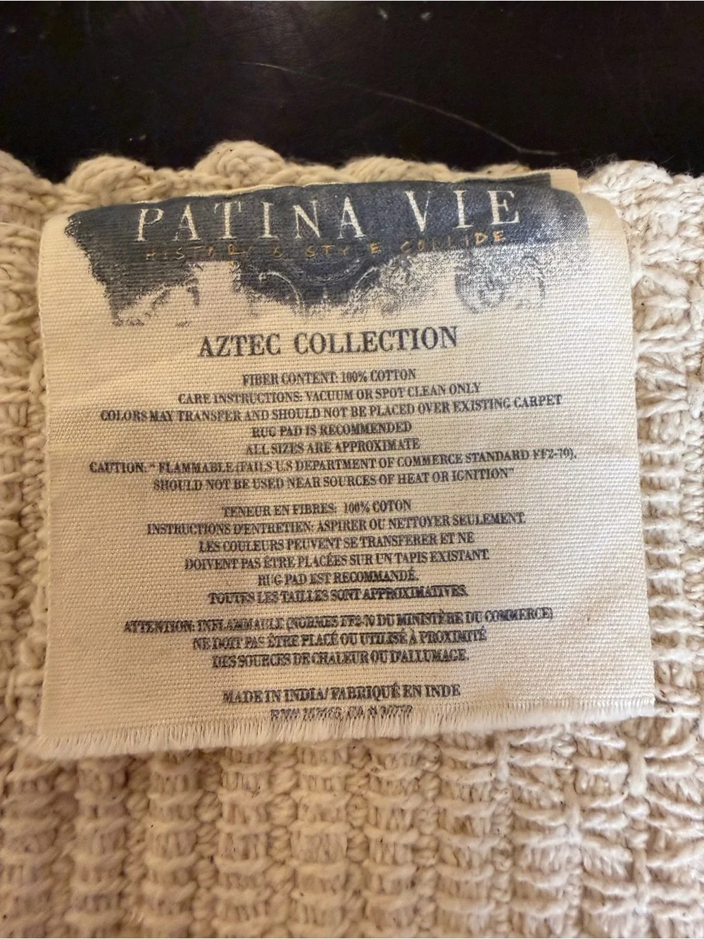 Patina Vie Aztec Cotton Rug 28x48 Boho Southwestern Geometric Fringe India